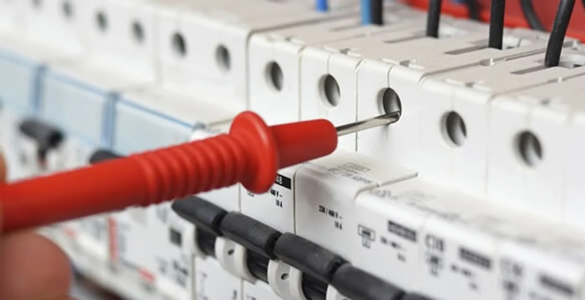 Electrical contractor testing circuit breakers during electrical repair in Bradenton, FL
